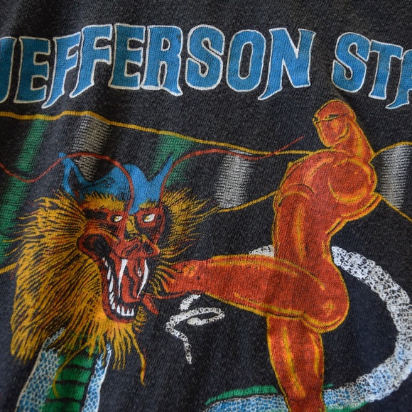 Rare Vintage Jefferson Starship 1980 Soft Thin Tour Parking Lot Boot Tee Black